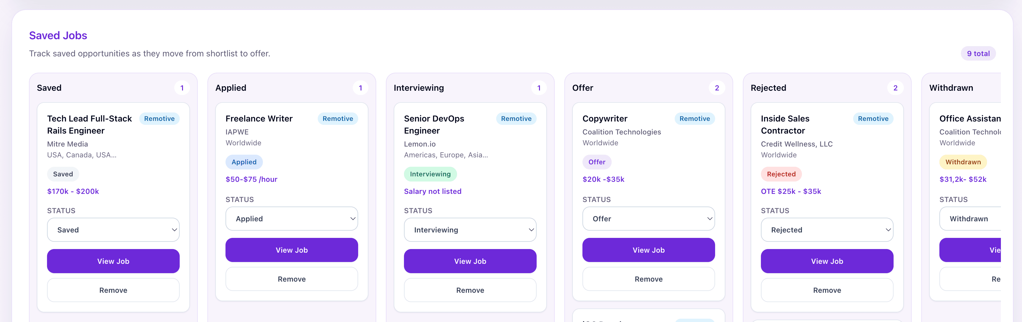 RolePilot application tracking pipeline