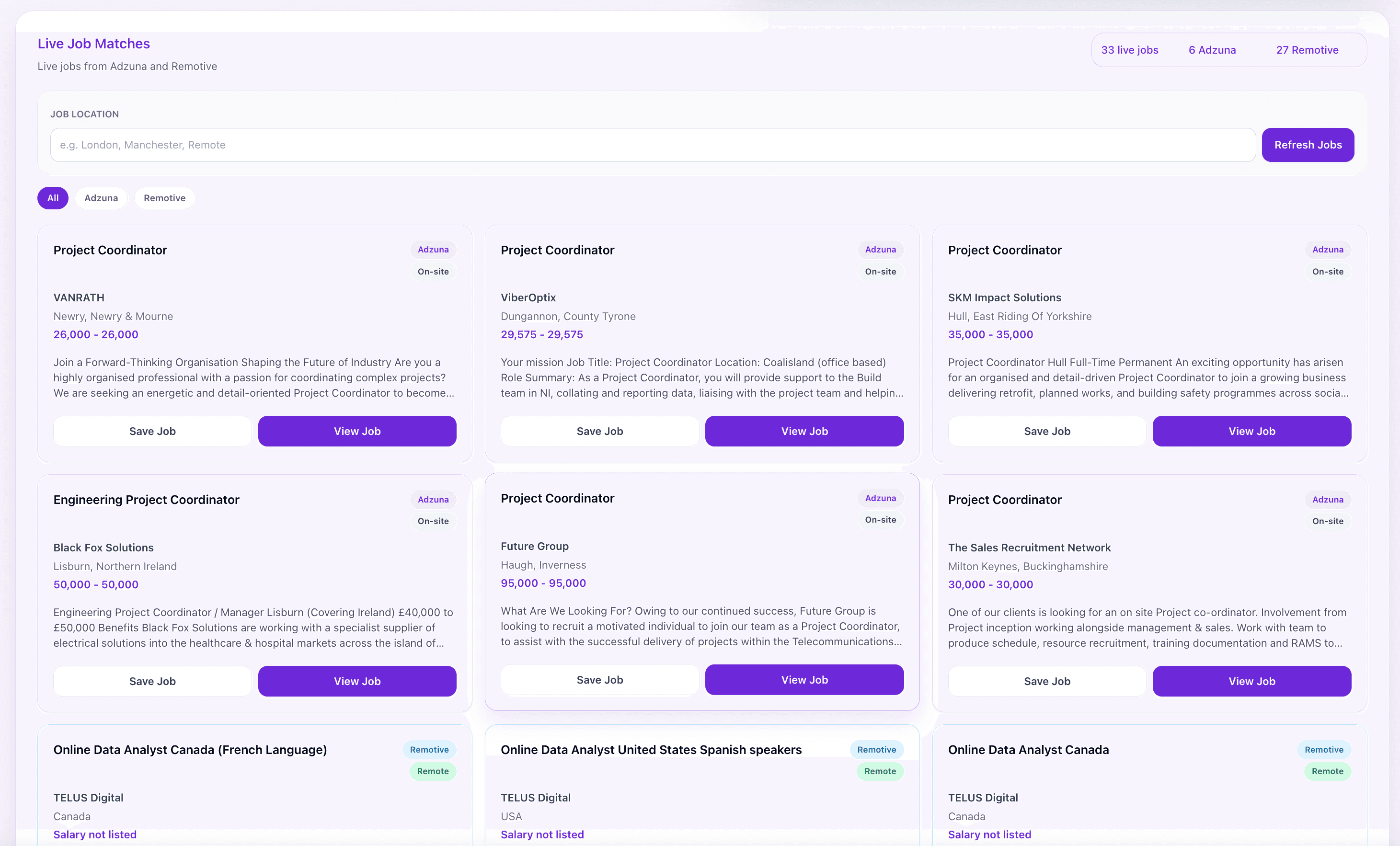 RolePilot live job discovery and aggregation engine