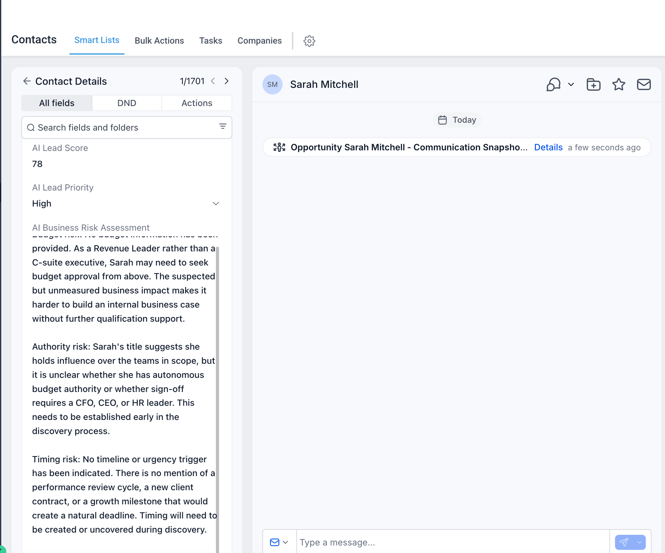 LeadConnector AI business risk assessment field