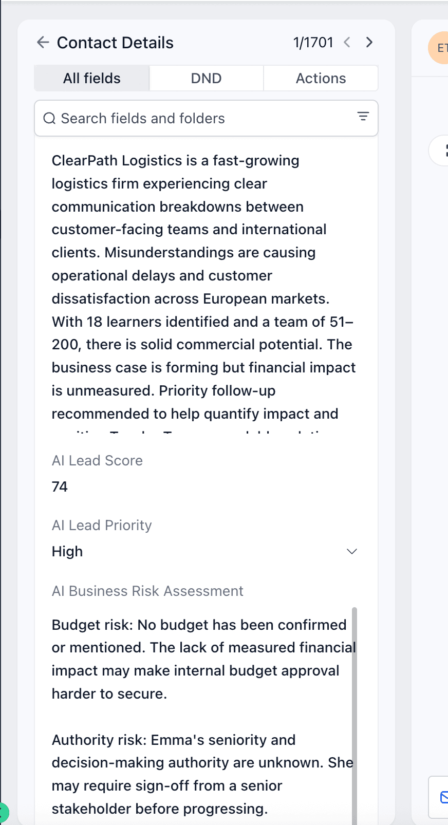 LeadConnector AI qualification data stored in CRM