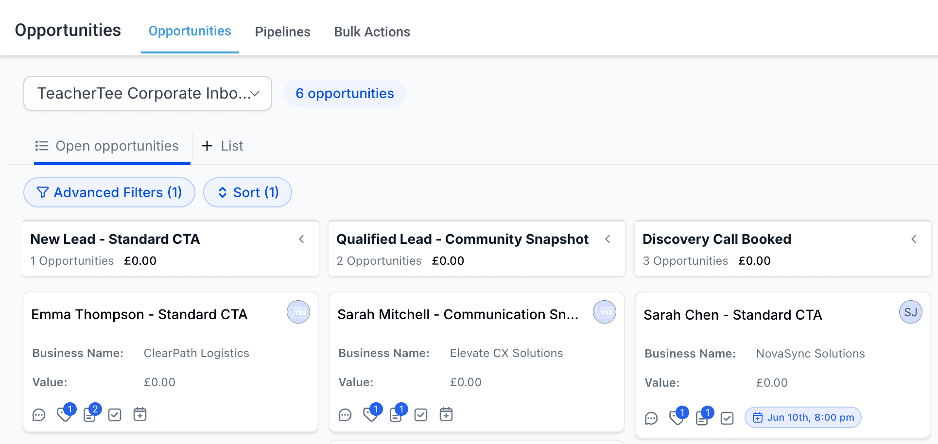 Opportunity moved to Discovery Call Booked pipeline stage
