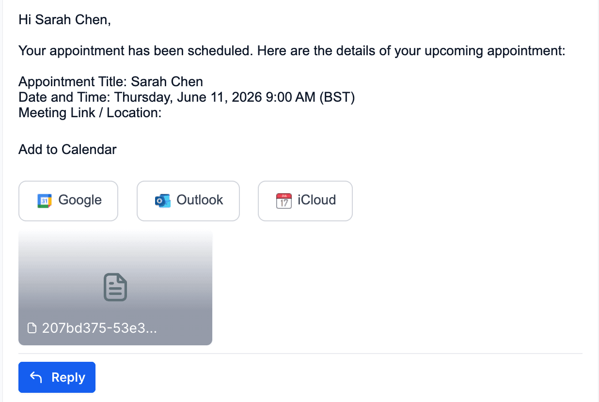 Discovery call confirmation email